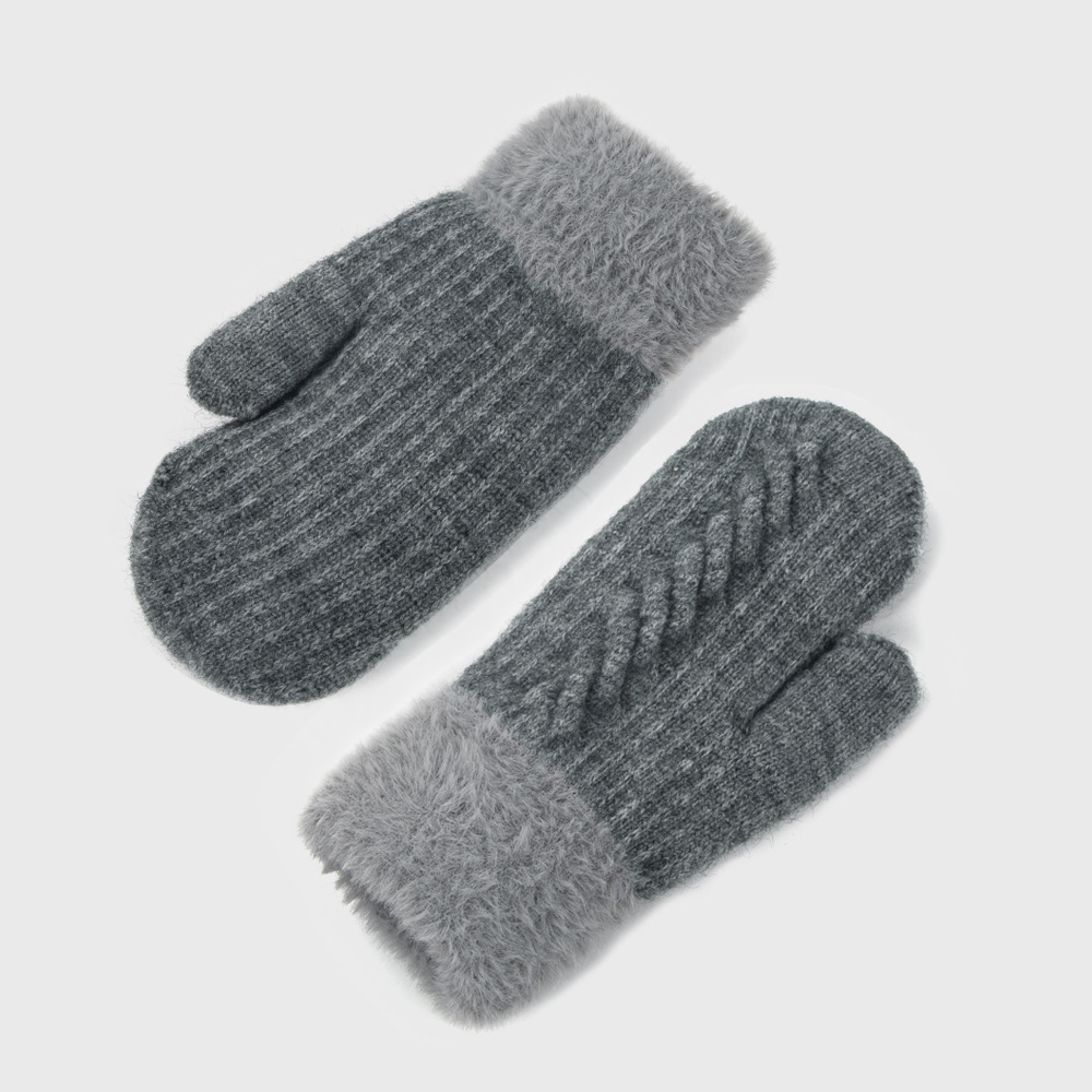 Nouvelle Version Coréenne Des Gants En Laine Polaire Automne Et Hiver Mitaines Tricotées display picture 6