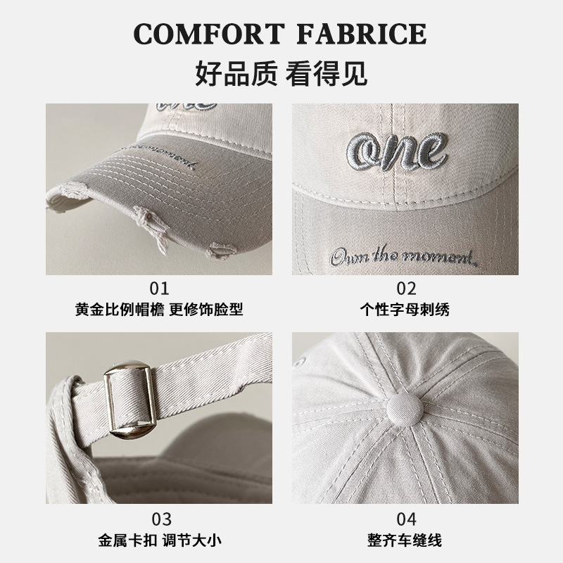 Coreano ins agujero letras sombrero de béisbol mujer 2025 nuevo sombrero de borde ancho grande perímetro de la cabeza para aumentar la profundización sombrero de béisbol