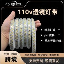 led110V灯带高压灯带180珠5730超亮户外防水广告照明透镜款软灯条