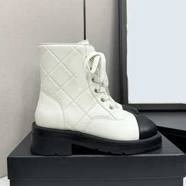 2025秋冬新款英伦风简约圆头粗跟短靴女时尚百搭外穿时装马丁靴女