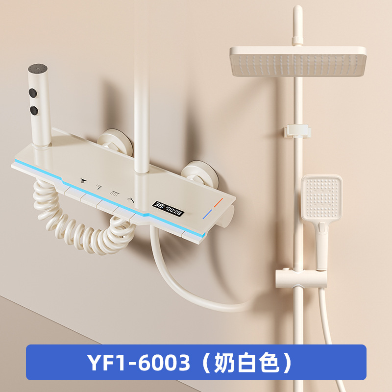 Ducha de baño doméstico conjunto de teclas de piano mixtas de pulverización presurizada de cobre caliente y frío agua superior pulverización hotel idéntico