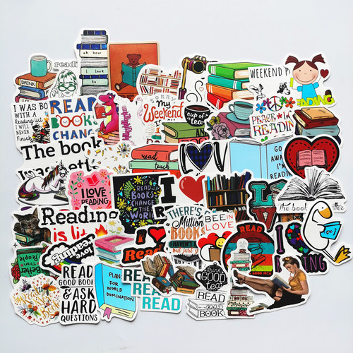50 pieces of reading cartoon series book colorful cute personalized sticker notebooks skateboard fridge phone stickers