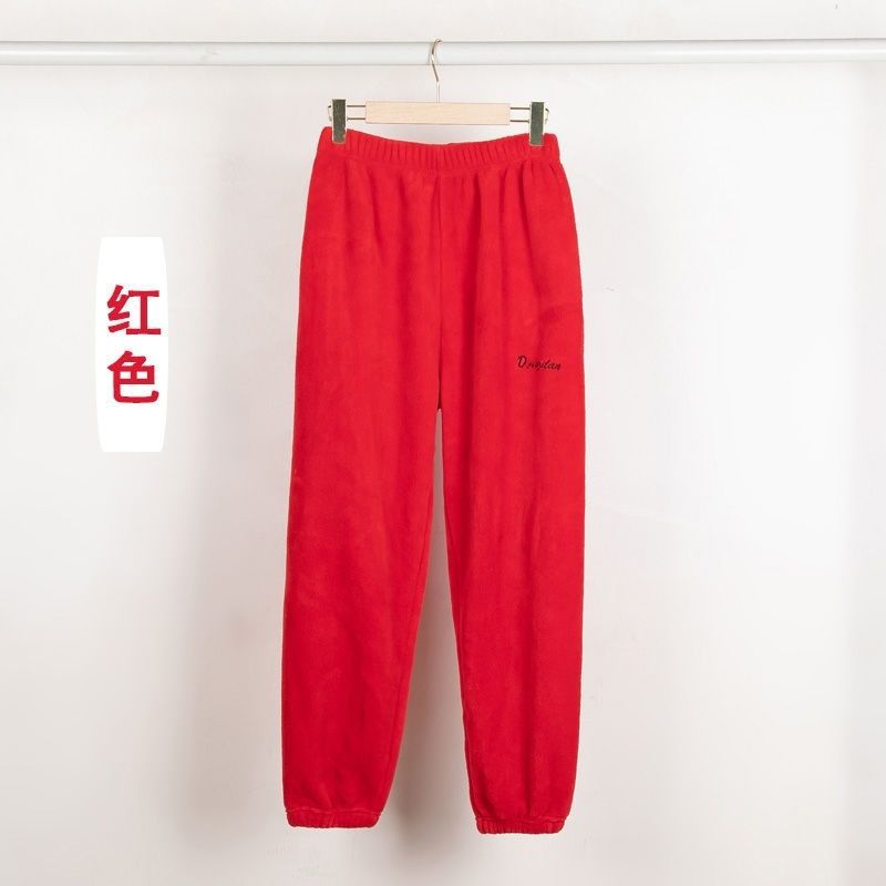 (2개) 산호 양털 파자마 바지 겨울 파자마 바지 요정 따뜻한 바지 산호 양털 홈 따뜻한 바지 가을과 겨울 게으른 바지