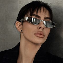 猫眼窄框太阳眼镜女 欧美Y2K金属个性辣妹墨镜男潮流复古嘻哈眼镜