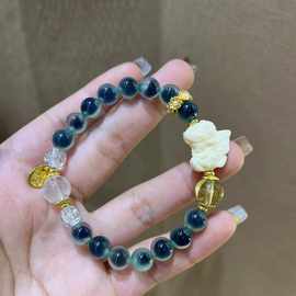 新款香灰瓷糖心玛瑙手串好运连绵金榜暴富桃花饰品男女礼物