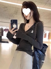 韩国潮牌Retionan春秋季长袖针织衫女设计感内搭修身显瘦打底上衣