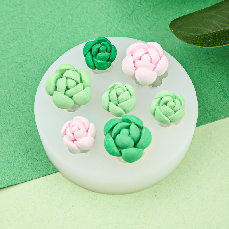 Suculentas Qilian Chocolate Molde de silicona Flores Mousse de flores Molde de decoración de pastel Molde de dulce de caramelo