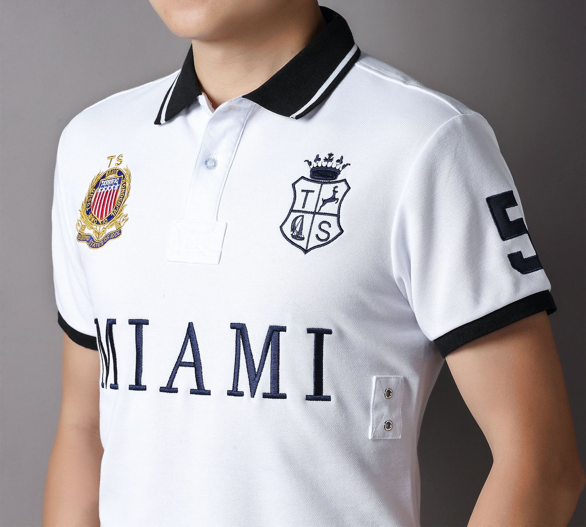 Neues Kurzarm-Poloshirt für Herren, Miami, USA, Sport und Freizeit, reine Baumwolle, europäische Übergröße_voghion.com