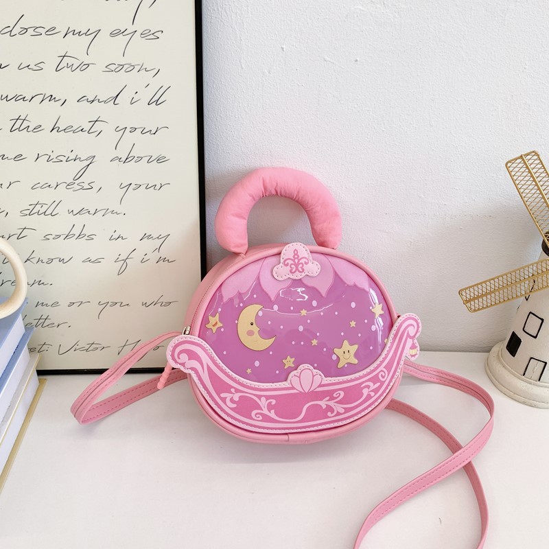 Bolsa de princesa infantil creativa 2025 nueva moda luna cama de caricatura animada niña portátil bolsa de tramo inclinada