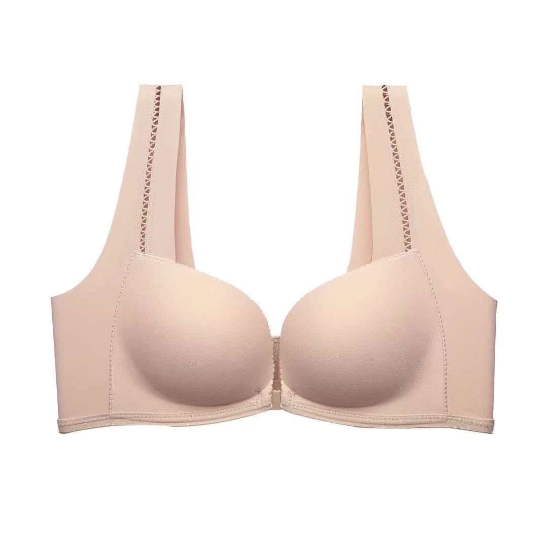 6308 pequeño pecho empuja hacia arriba el sujetador grande frente hebilla belleza espalda sin anillo de acero sin costuras brillante sujetador ropa interior para mujeres verano