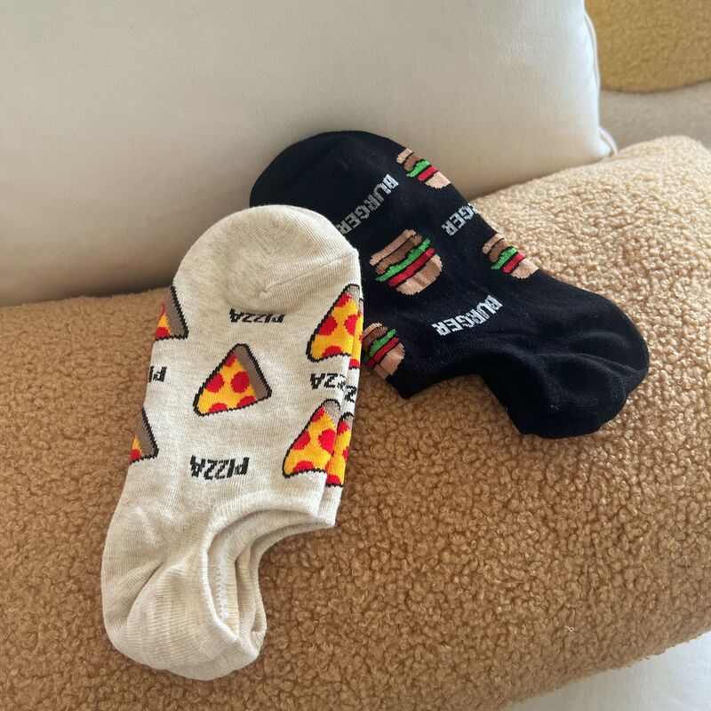 South Korea Dongdaemun Socks Women's Summer New Hamburger Invisible Boat Socks Cartoon Pizza Trendy Shallow Mouth Odor-proof Socks