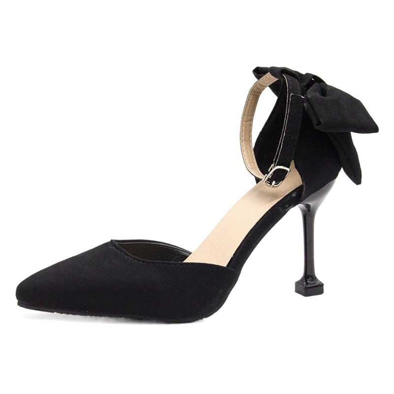 Женские высокие каблуки, черные, 2023 Новое поступление, универсальные французские сандалии на шпильке с острым носком, в стиле кибер-знаменитостей