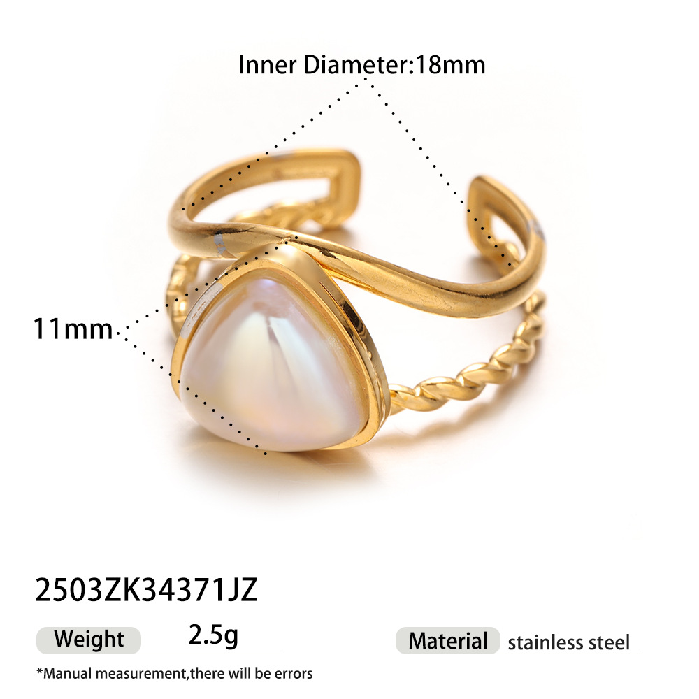 Anillo de acero inoxidable europeo y americano de Tena, acero de titanio, no se desvanece, anillo de gemas de nicho de lujo ligero salvaje, anillo transfronterizo