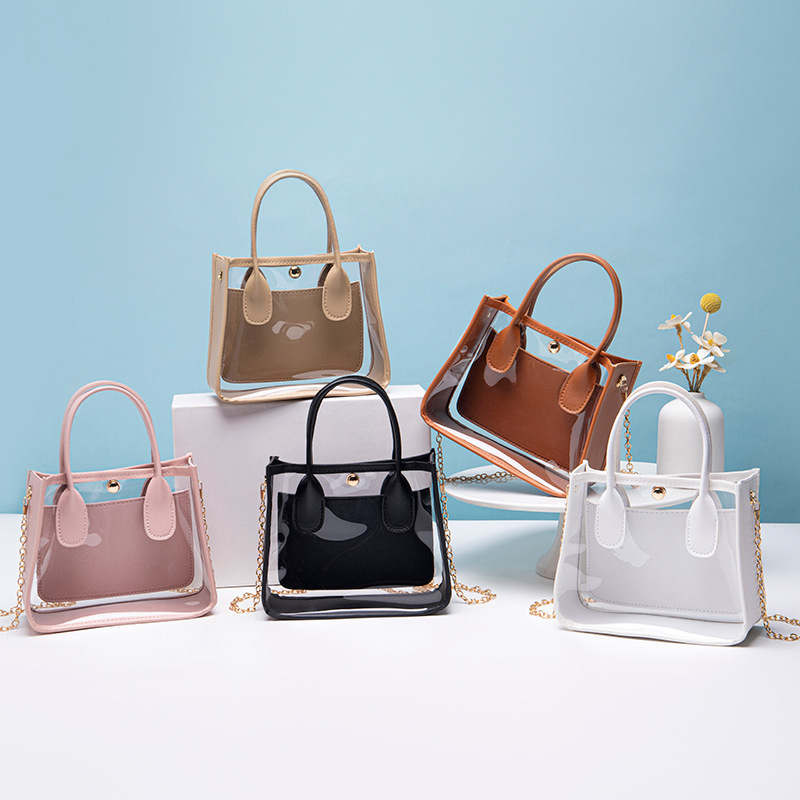Women's Bag Women's 2023 New Transparent PVC Leather Chain Crossbody Handbag Casual Small Bag Women's Bag Women's 2023 New Transparent PVC Leather Chain Crossbody Handbag Casual Small Bag