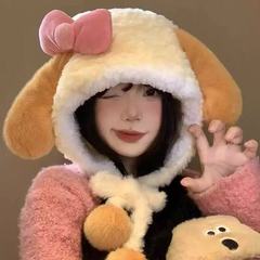 可爱饼饼毛绒雷锋帽子女2025新款秋冬季加厚保暖百搭显脸小护