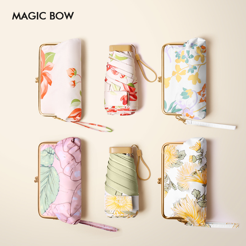 Bolso de la señora paraguas de sol femenino soleado y lluvioso de alto aspecto súper protección solar UV sol paraguas pequeño portátil publicidad personalizada