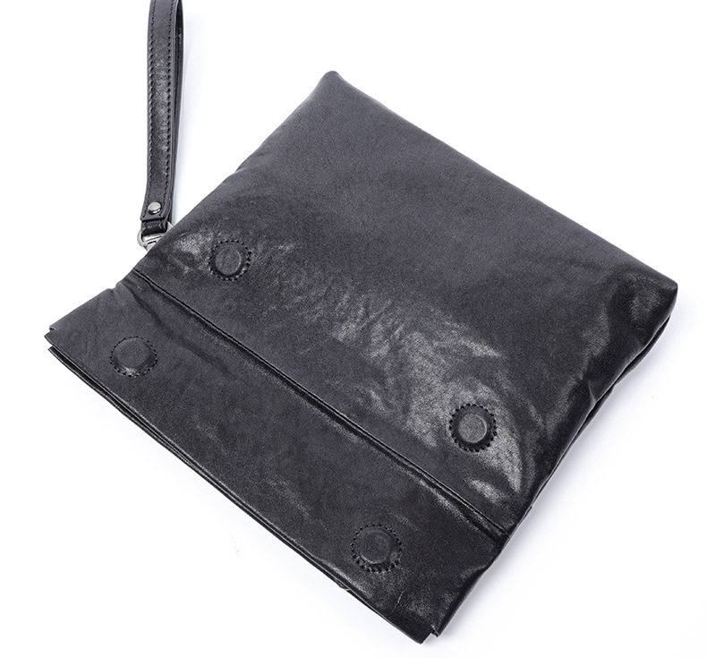 Túi đeo chéo nam da bò thuộc da thật kiểu thể thao, túi cầm tay nhỏ gọn 29×11×17 cm — Màu đen chi tiết 17