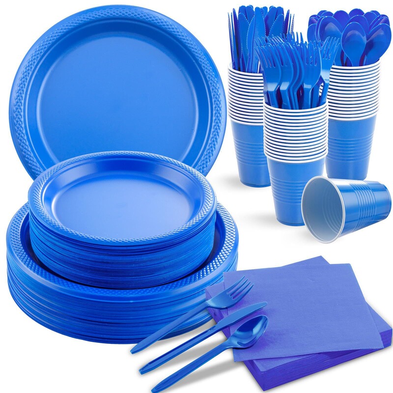 Disposable Tableware Set Plates and Cups Napkins Plastic Forks Knives Spoons Wedding Birthday Eco-Friendly Biodegradable