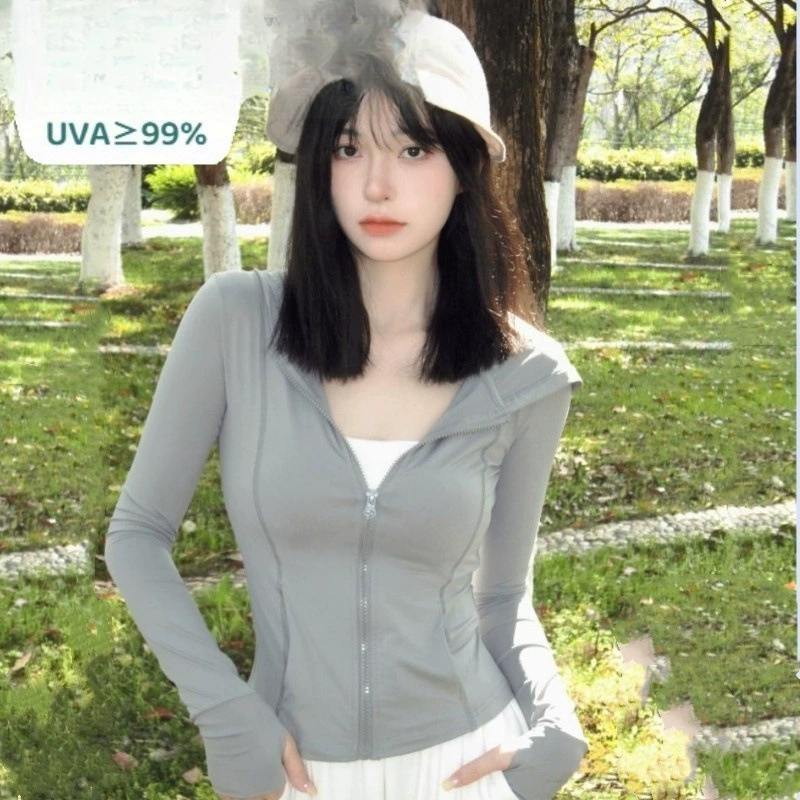 Ono солнцезащитная одежда, женская летняя уличная одежда из ледяного шелка с капюшоном, тонкое пальто, тонкая солнцезащитная одежда для йоги с защитой от УФ-лучей