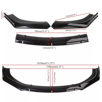 Universal Three-Section Front Spoiler and Other Automotive Exterior Supplies