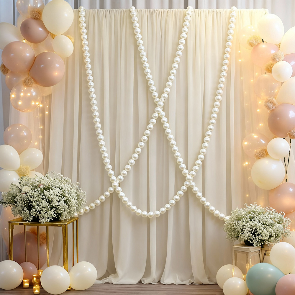 Simulación de gran perla colgante de boda decoración de fondo de pared DIY cuentas colgantes esferas blancas colgantes