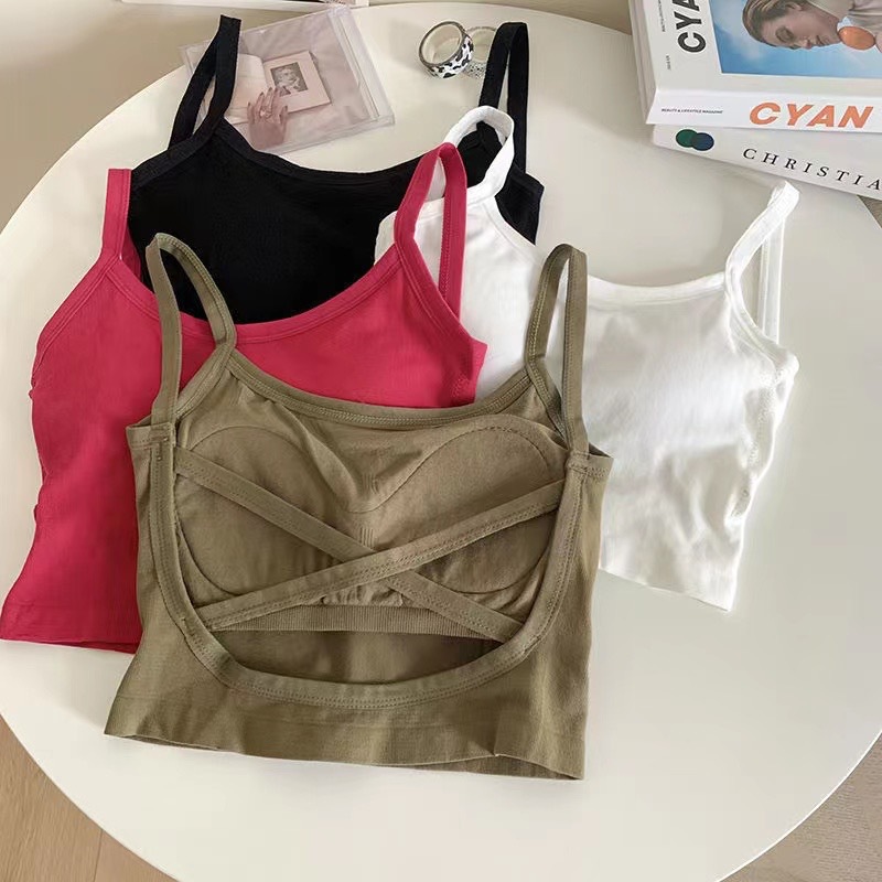 Belleza espalda camisola de las mujeres taza fija interior y exterior desgaste sexy Hot Girl backless camisola base tubo superior chaleco