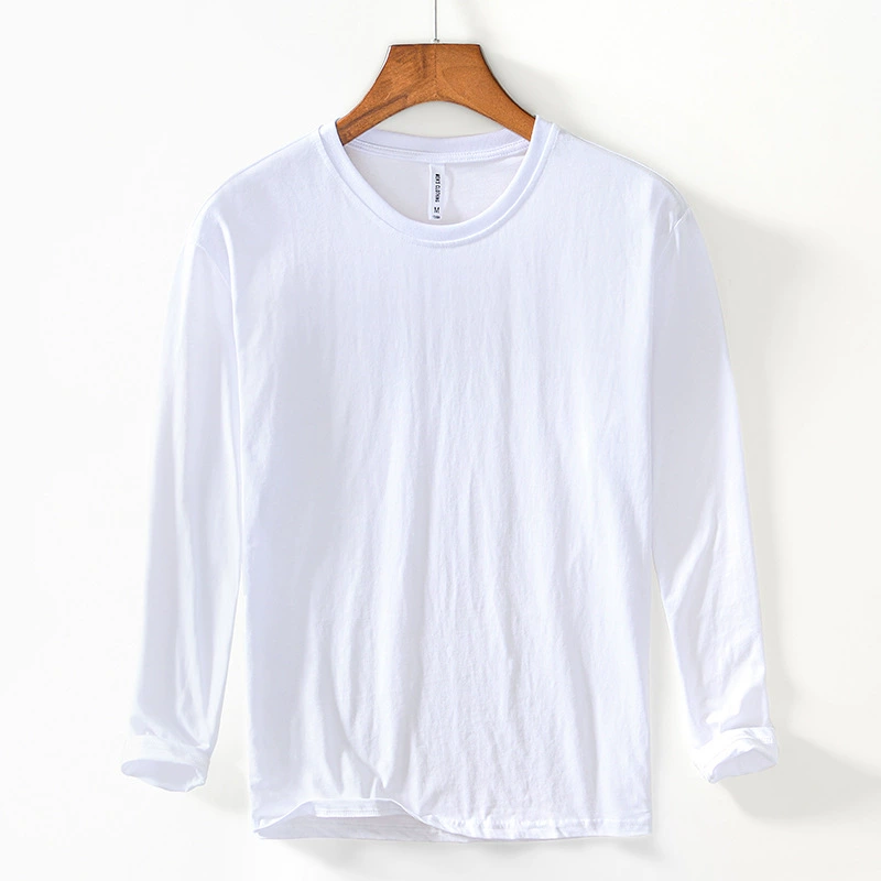 L309, Осень Свободный Топ, белая нижняя рубашка из японского чистого хлопка, футболка с длинными рукавами, Мужская цельная доставка