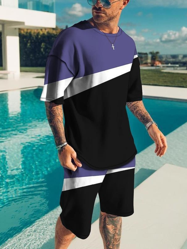 Hombre juego de cartas de verano camiseta de manga corta moda de dos piezas juego de manga corta calle impresión 3D