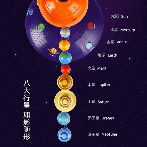 Scientific canned eight planets model of the solar system, scientific experiment toy, planet projector, voice explanation gift
