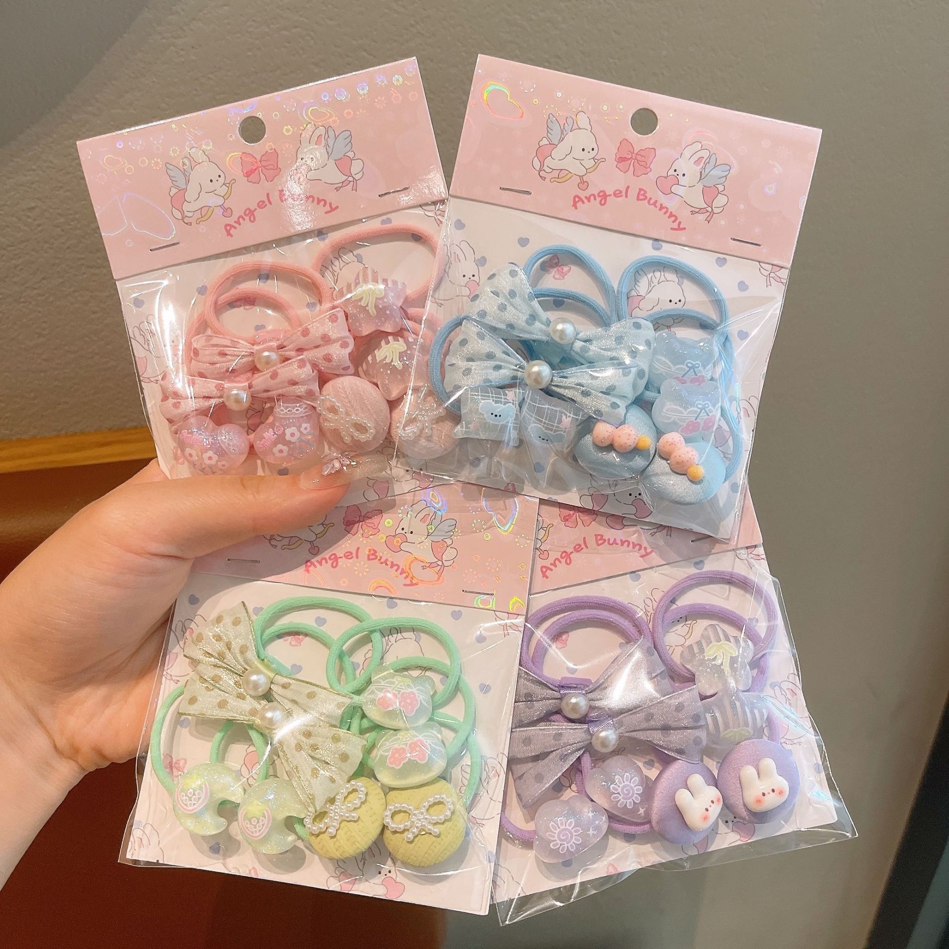 Anillo de pelo de pulgar de dibujos animados para niños, cabello para bebés, cabello para bebés, banda de pelo de alta elasticidad coreana