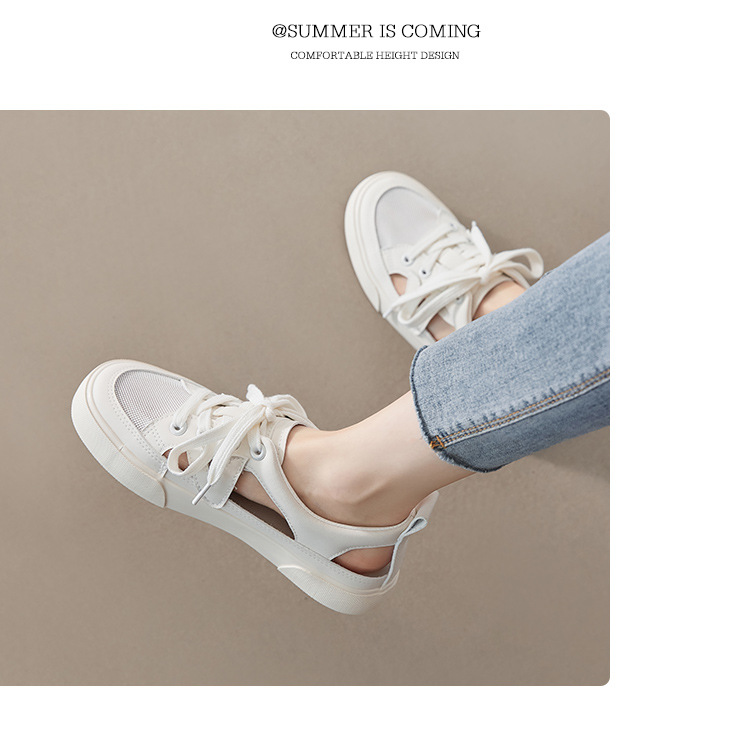 Giày sneaker nữ ZHR cổ thấp dáng thể thao, chất liệu lưới thoáng khí, đế nhẹ, phong cách mùa hè — CS73E màu be chi tiết 13