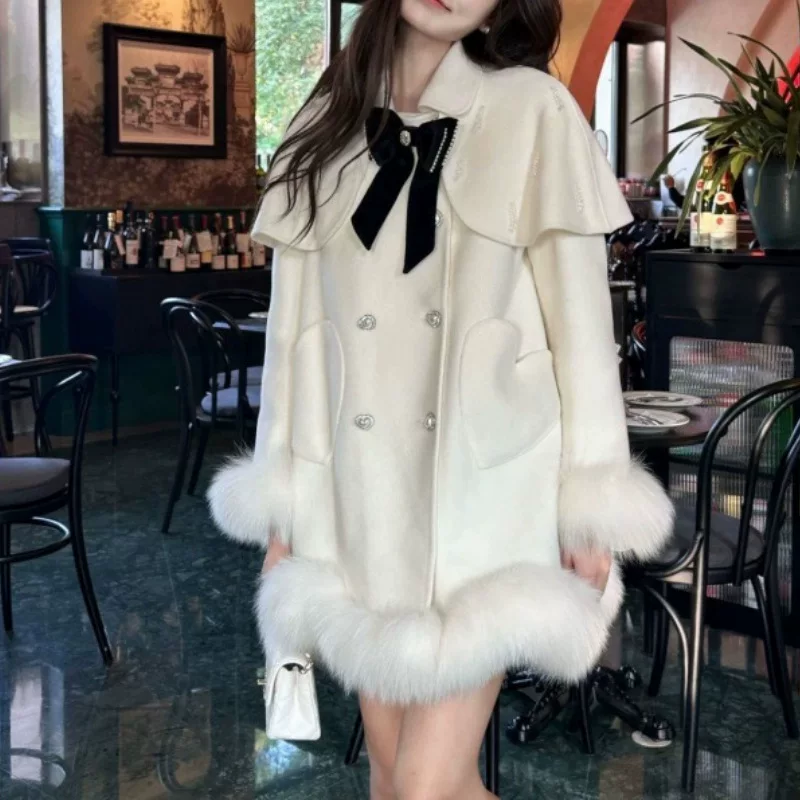 Winter velvet jacket, woolen coat, 2023, mid length