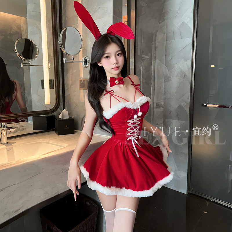 Yiyue Christmas Costume Cute Bunny Girl Sexy Lingerie Cos Nightclub Uniform Play Suit 1401