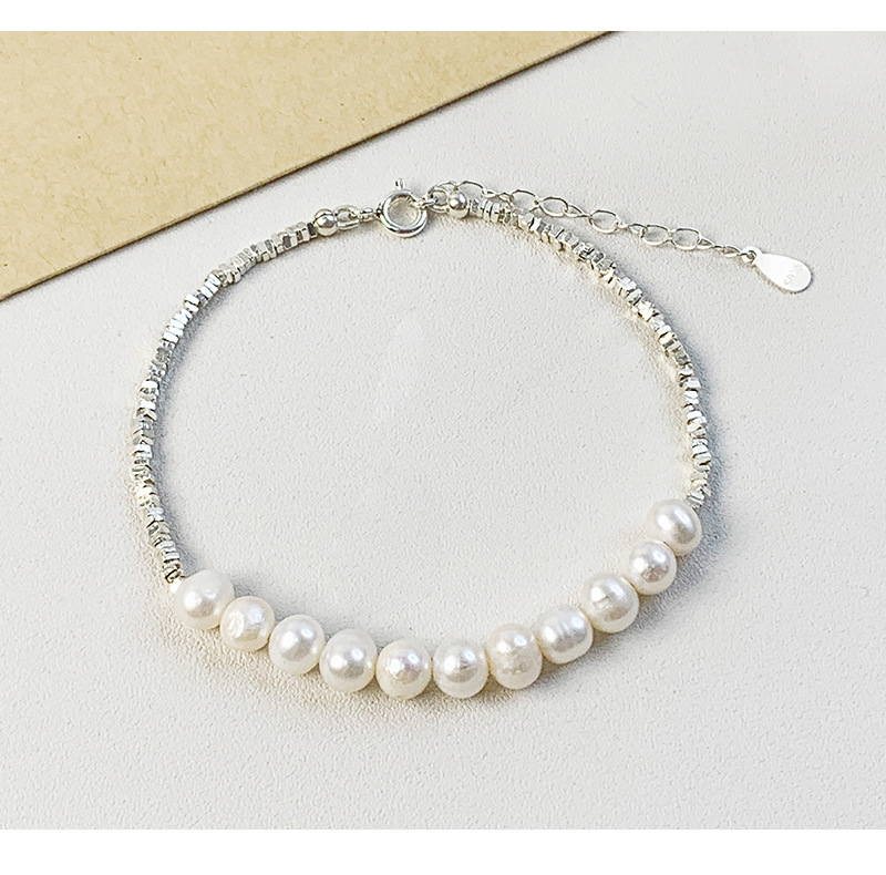 Lady U Shape Freshwater Pearl Sterling Silver Beaded Plating Bracelets display picture 2