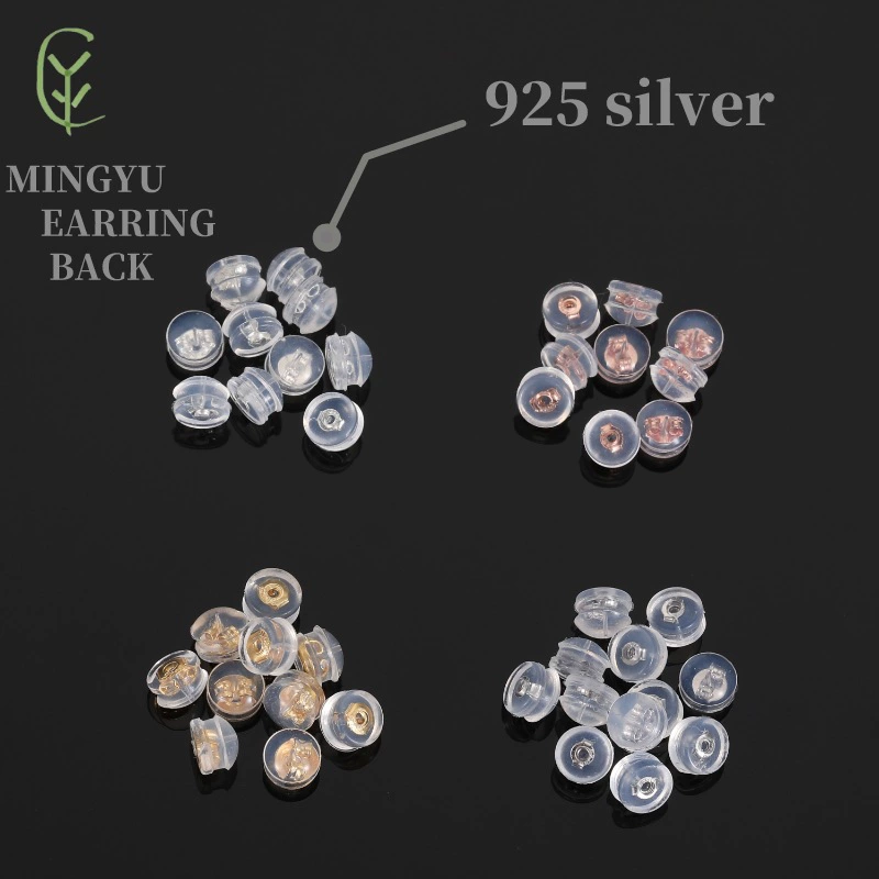 925 Sterling Silver Silicone Ear Plugs, Hamburger Ear Plugs, Earrings, Ear Studs, Transparent, Hot Sale