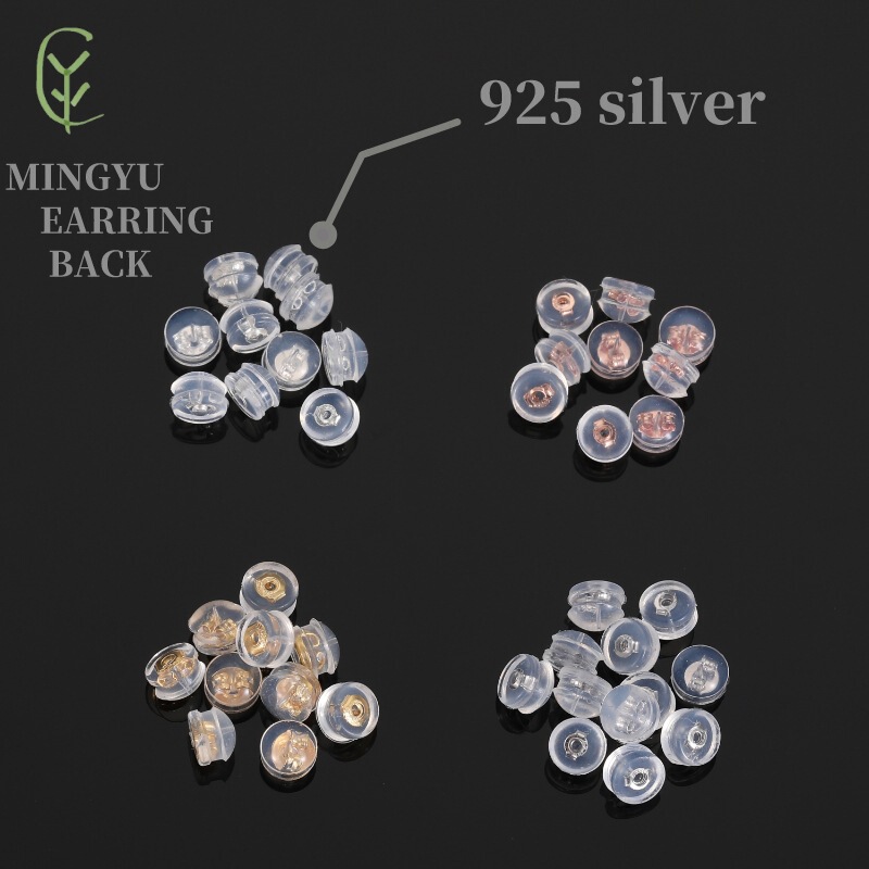 925 Sterling Silver Silicone Ear Plugs, Hamburger Ear Plugs, Earrings, Ear Studs, Transparent, Hot Sale