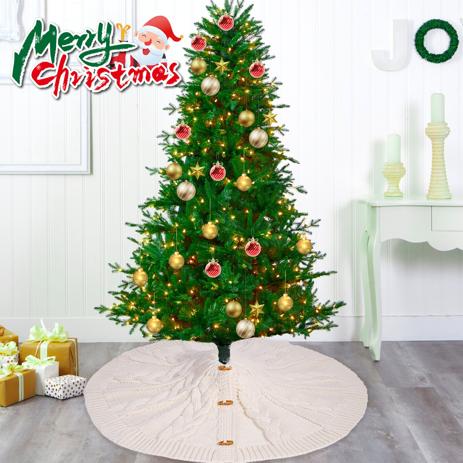 Navidad transfronteriza de punto botones de falda de árbol de Navidad delantal de árbol de Navidad decoraciones de Navidad atmósfera festiva