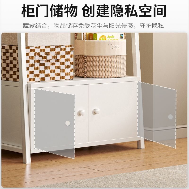 z% Storage rack multi-layer storage rack bookshelf floor-standing multi-layer snacks with door dust-proof trapezoidal home living room storage cabinet
