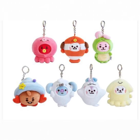 New Product Bt21 Ocean Friends Series Plush Keychain Cute Doll Keychain Bag Hanging Line Friends