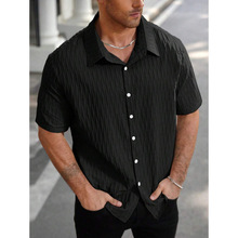 J 24476 Men's linen striped short shirt ��ʿ�������ƶ������