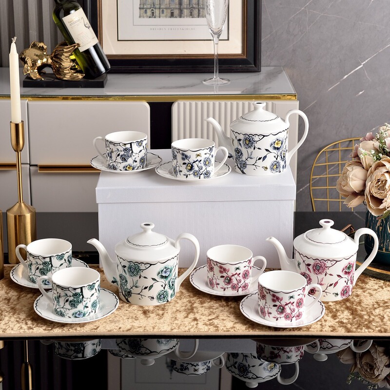 European Light Luxury Granville Series Coffee Cup and Saucer Set Teapot Milk Jug Sugar Jar Afternoon Tea Multi-Cup and Saucer Set