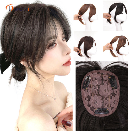 French-style side-swept bangs, wig bangs, top hairpiece for natural and seamless hairline coverage, 30cm long