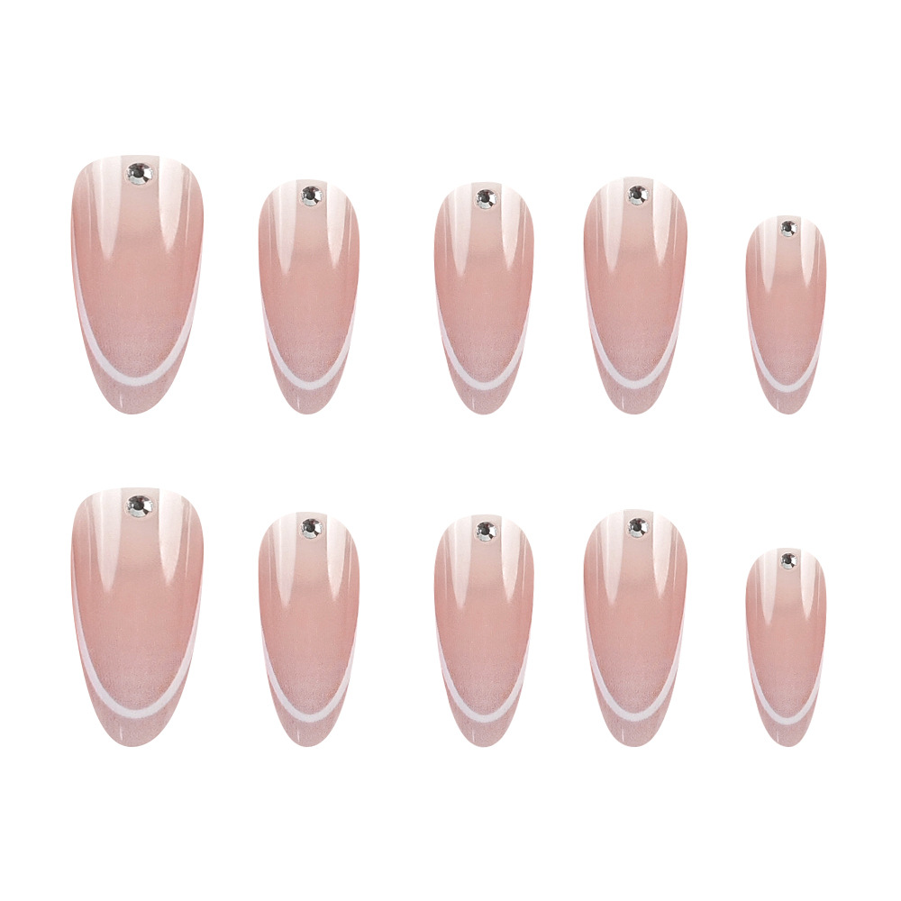 10 piezas de línea de código dividido manicura francesa parche de uñas de almendras blanqueantes manuales de diamantes para usar uñas