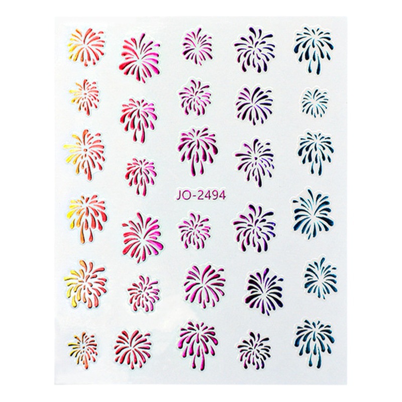 Fuegos artificiales coloridos pegatinas de uñas romántico cielo estrellado fuegos artificiales brillantes adhesivos de uñas pegatinas de uñas de joyería al por mayor