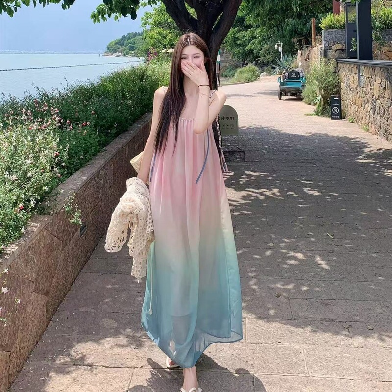 Korean-Style Sweet Gradient Beach-Style Suspender Dress 2026 Summer New Design Seaside Vacation Suspender Dress Korean-Style Sweet Gradient Beach-Style Suspender Dress 2026 Summer New Design Seaside Vacation Suspender Dress