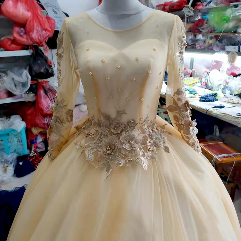 Vestido de actuación individual de hilo de colores para mujer, vestido largo para actuación musical vocal, vestido de noche para anfitriona de reunión anual, falda tutú