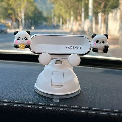 car anti-shake navigation car interior — Car phone holder - bouquet-biye-panda-white-mirror-stand-instrument-panel-air-outlet-dual-use
