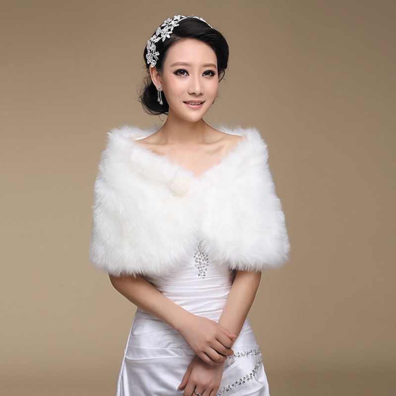 New Wedding Shawl Winter Warm Cape Coat for Women, Faux Rabbit Fur Bridal Wedding Dress with Thick Tassels, High-End Feel