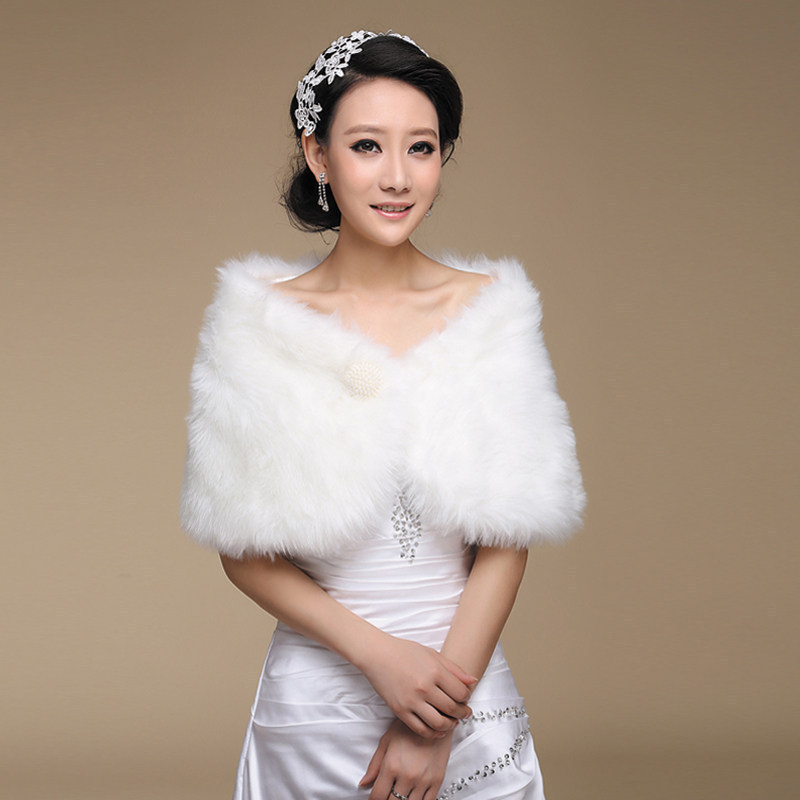 New Wedding Shawl Winter Warm Cape Coat for Women, Faux Rabbit Fur Bridal Wedding Dress with Thick Tassels, High-End Feel