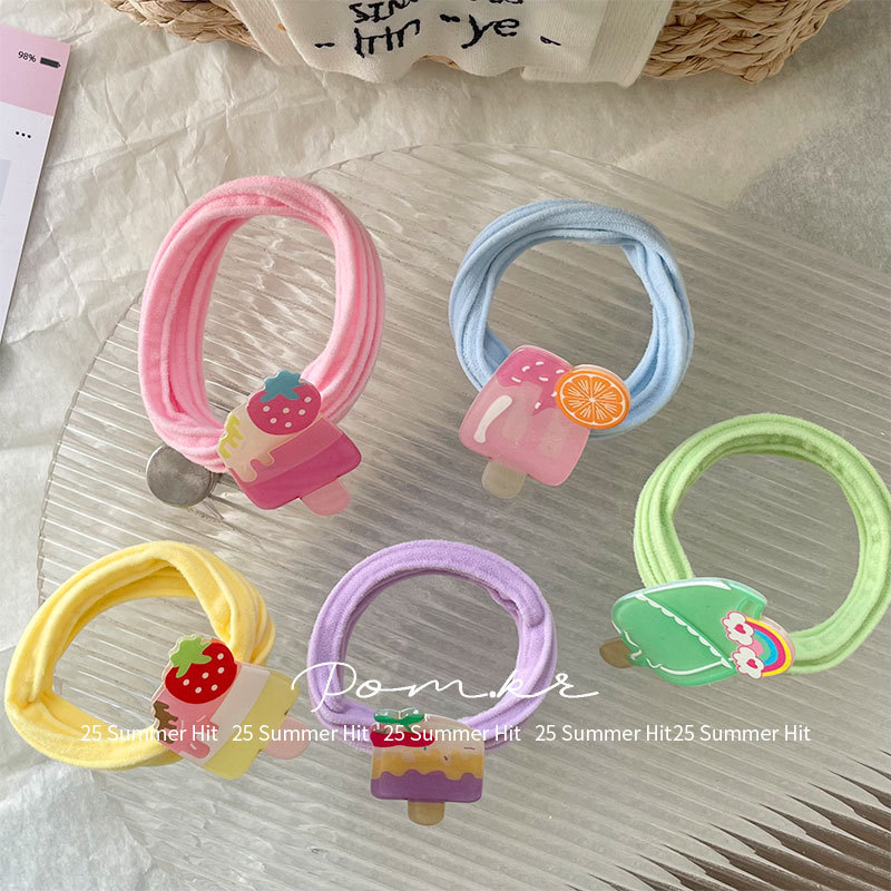 新款韩版甜美奶油色发圈儿童冰淇淋高弹力丸子头头绳少女百搭发饰|undefined